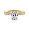 Twain - 14K Yellow Gold Oval Diamond Engagement Ring - 0.2 ct