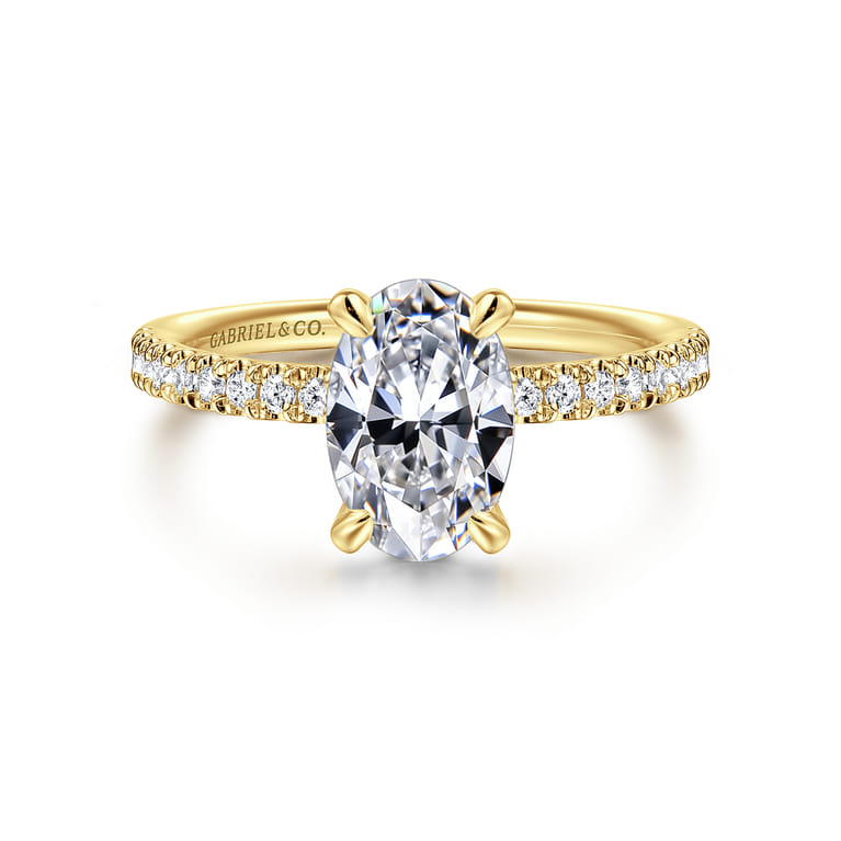 Twain - 14K Yellow Gold Oval Diamond Engagement Ring - 0.2 ct - Shot 1