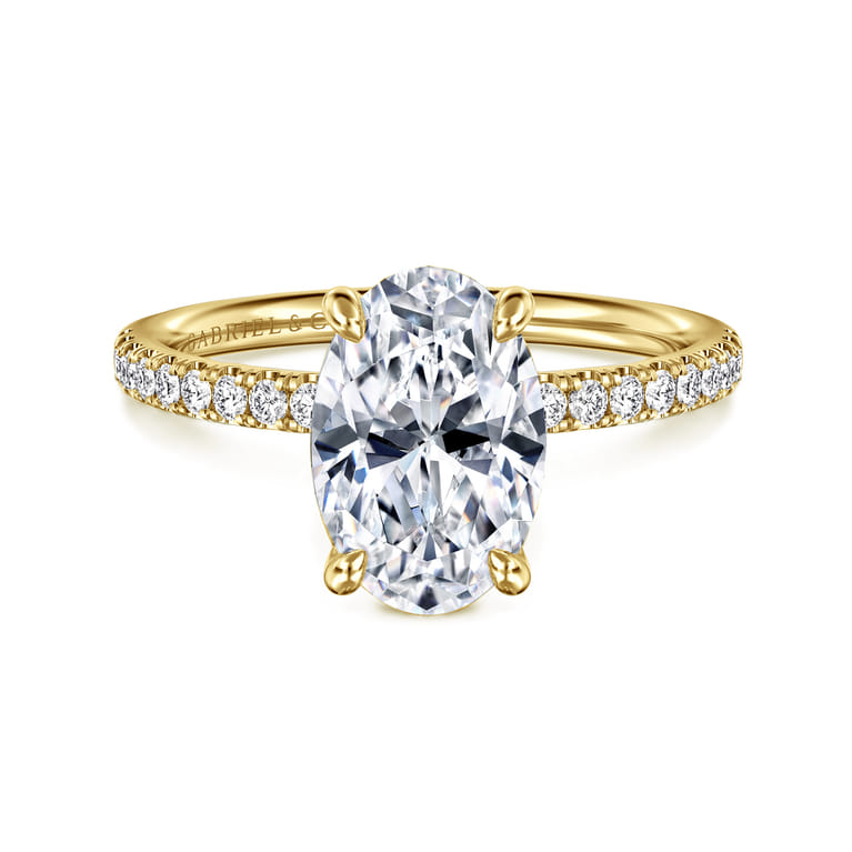 Twain - 14K Yellow Gold Oval Diamond Engagement Ring - 0.2 ct - Shot 1