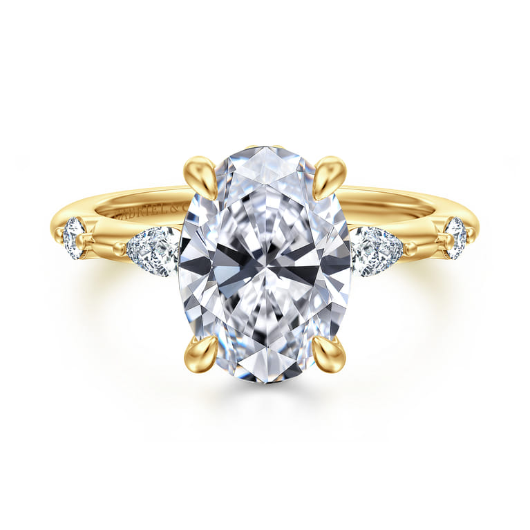Carinna - 14K Yellow Gold Oval Diamond Engagement Ring - 0.23 ct - Shot 1