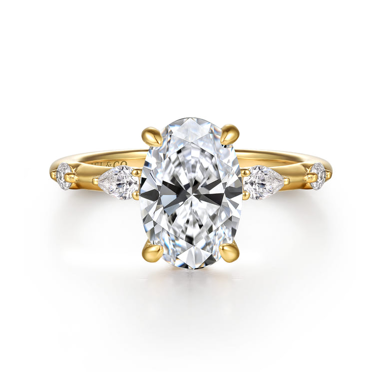 Carinna - 14K Yellow Gold Oval Diamond Engagement Ring - 0.23 ct - Shot 1