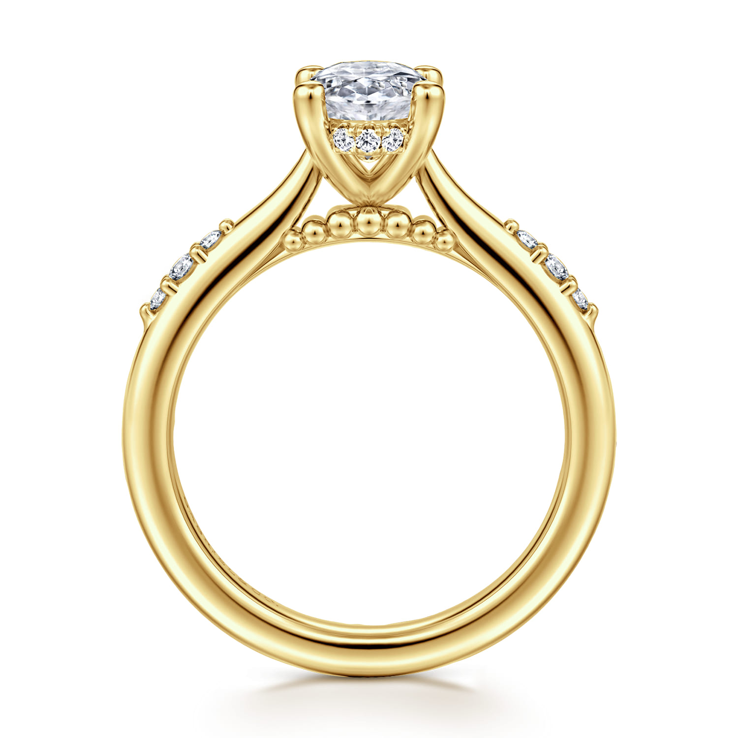 Carroline - 14K Yellow Gold Oval Diamond Engagement Ring - 0.14 ct - Shot 2
