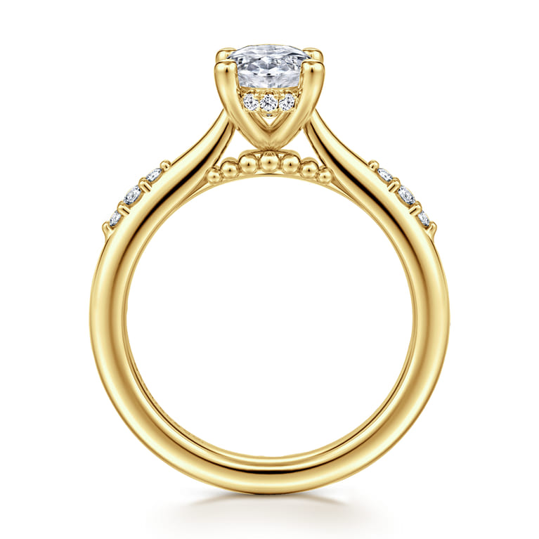 Carroline - 14K Yellow Gold Oval Diamond Engagement Ring - 0.14 ct - Shot 2