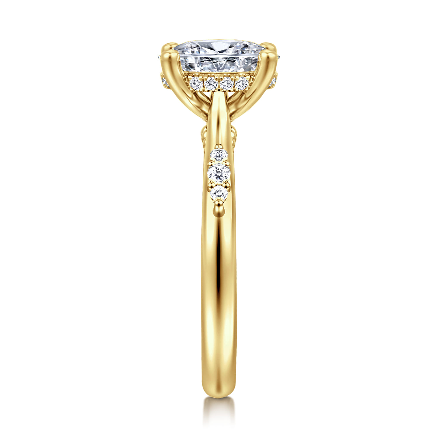 Carroline - 14K Yellow Gold Oval Diamond Engagement Ring - 0.14 ct - Shot 4