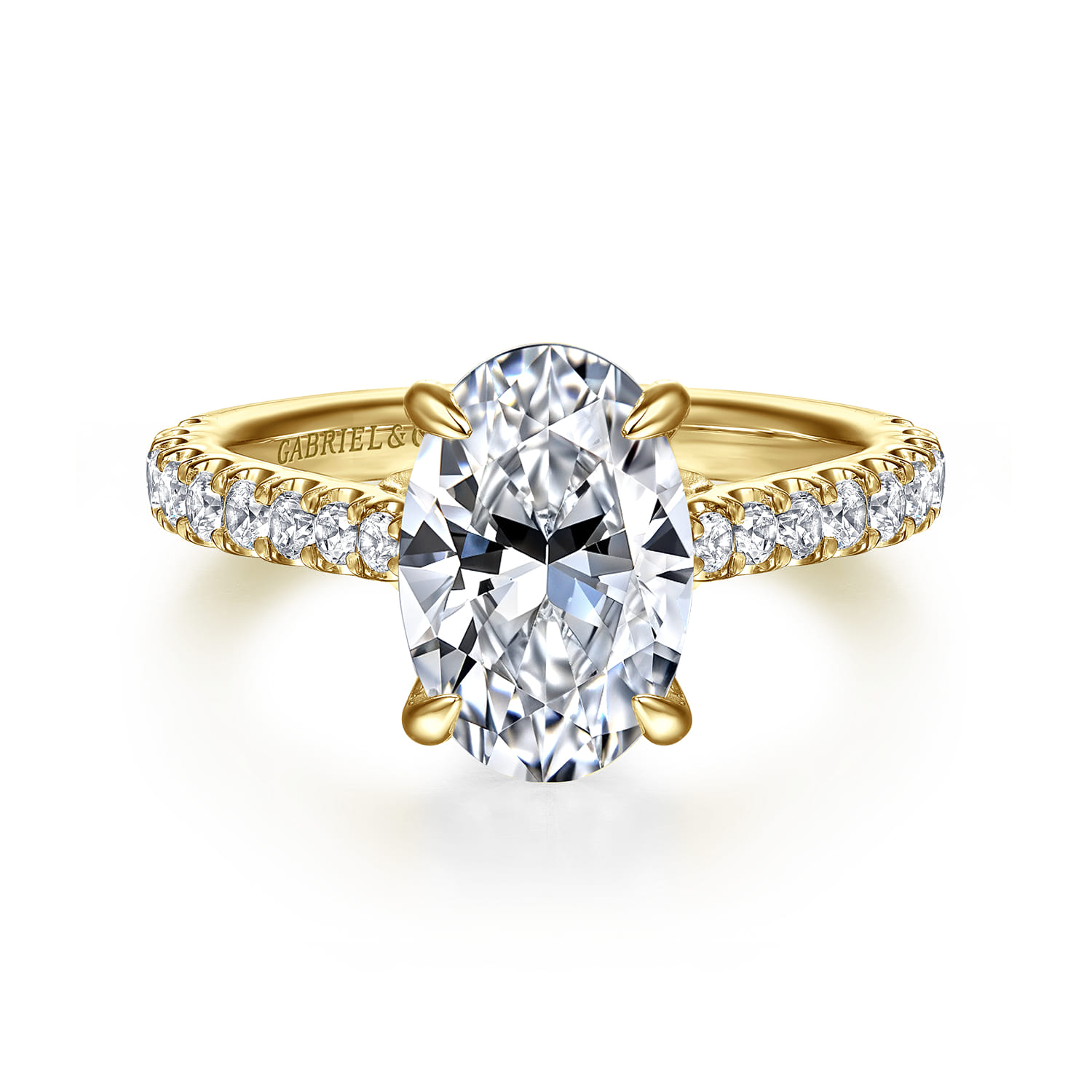 Gaia - 14K Yellow Gold Oval Lotus Diamond Engagement Ring - 0.4 ct - Shot 1