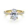 Gaia - 14K Yellow Gold Oval Lotus Diamond Engagement Ring - 0.4 ct