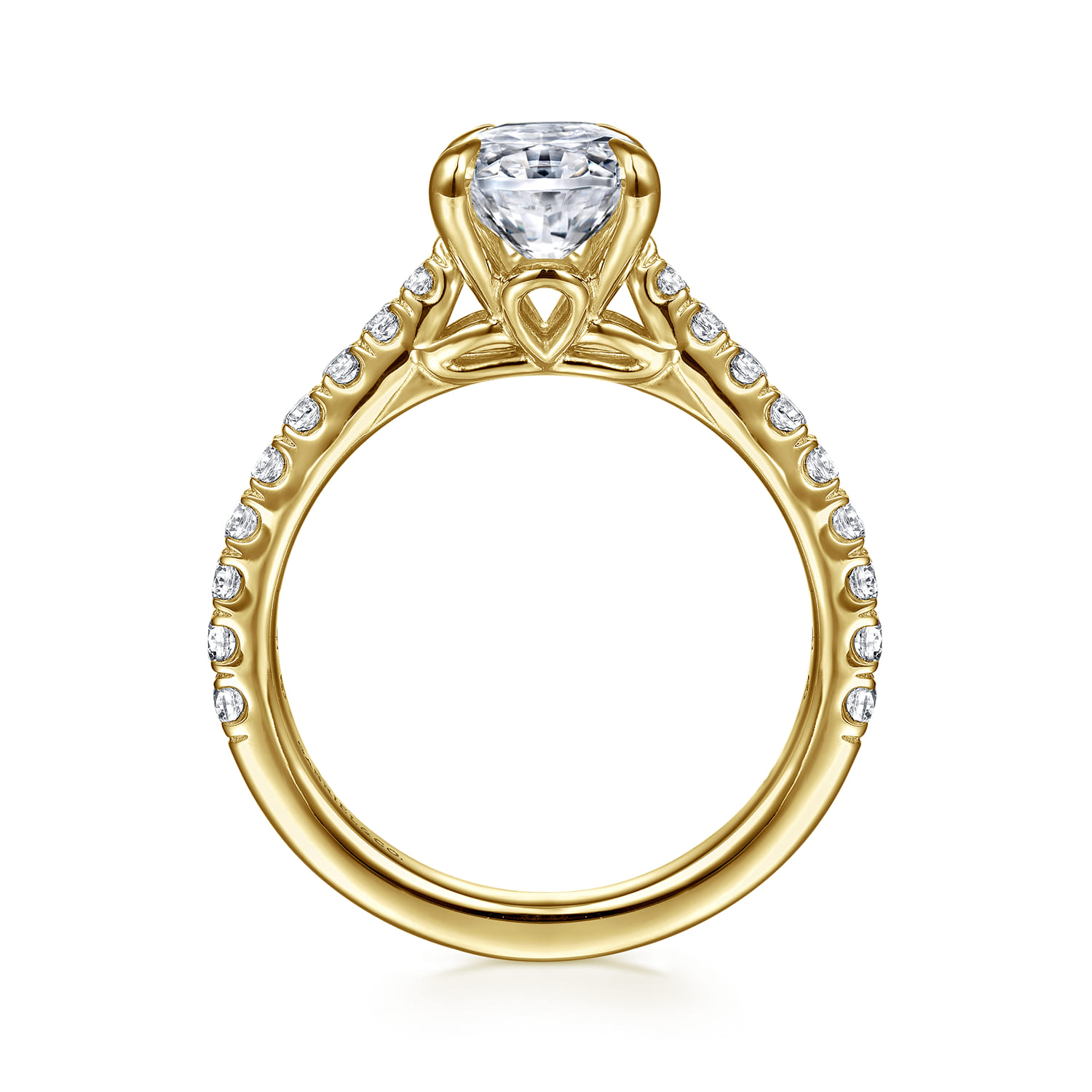 Gaia - 14K Yellow Gold Oval Lotus Diamond Engagement Ring - 0.4 ct - Shot 2