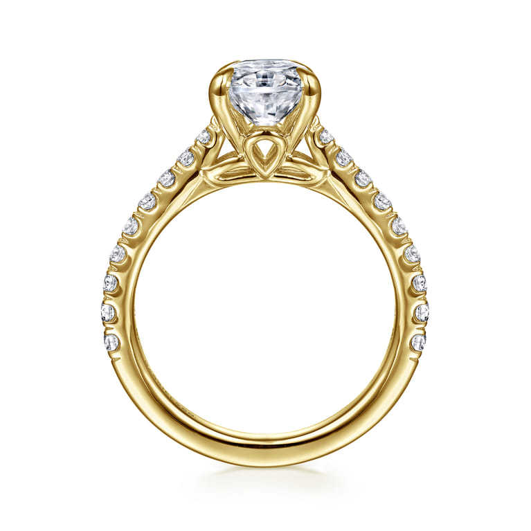 Gaia - 14K Yellow Gold Oval Lotus Diamond Engagement Ring - 0.4 ct - Shot 2