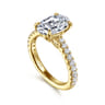 Gaia - 14K Yellow Gold Oval Lotus Diamond Engagement Ring - 0.4 ct