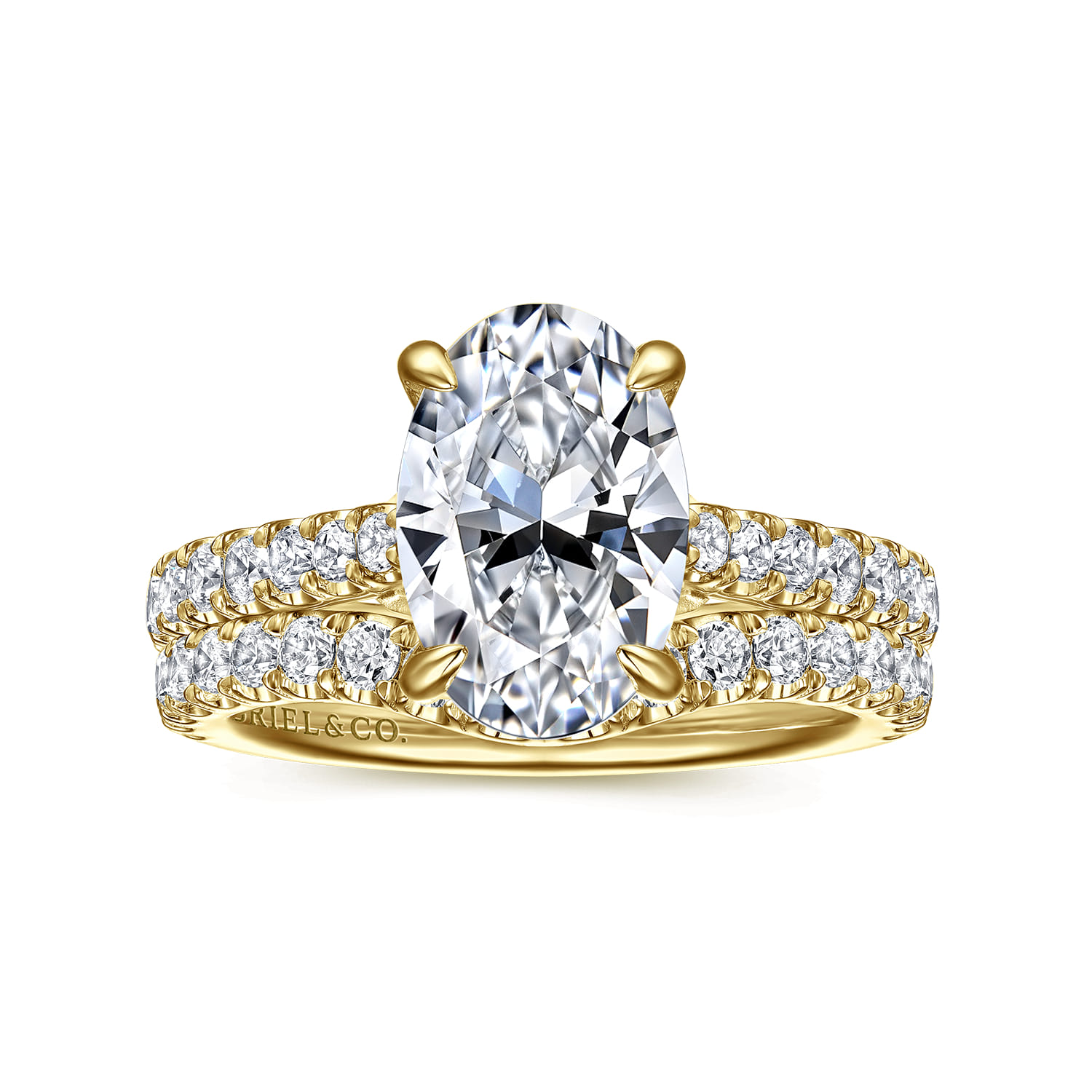 Gaia - 14K Yellow Gold Oval Lotus Diamond Engagement Ring - 0.4 ct - Shot 4