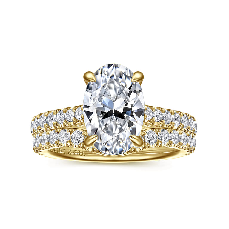 Gaia - 14K Yellow Gold Oval Lotus Diamond Engagement Ring - 0.4 ct - Shot 4