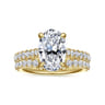 Gaia - 14K Yellow Gold Oval Lotus Diamond Engagement Ring - 0.4 ct