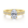 Favola - 14K Yellow Gold Oval Lotus Diamond Engagement Ring - 0.25 ct