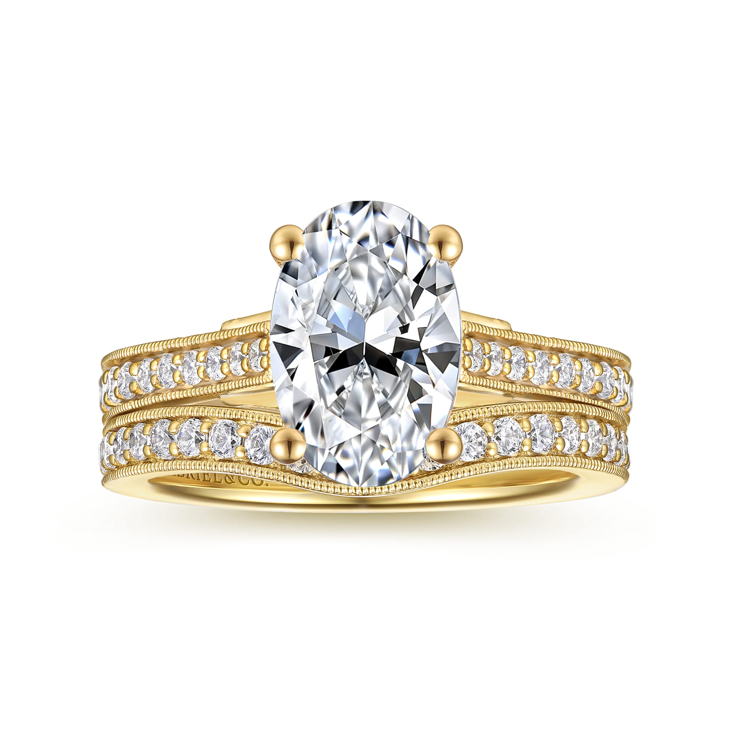 Favola - 14K Yellow Gold Oval Lotus Diamond Engagement Ring - 0.25 ct - Shot 4