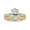 Favola - 14K Yellow Gold Oval Lotus Diamond Engagement Ring - 0.25 ct