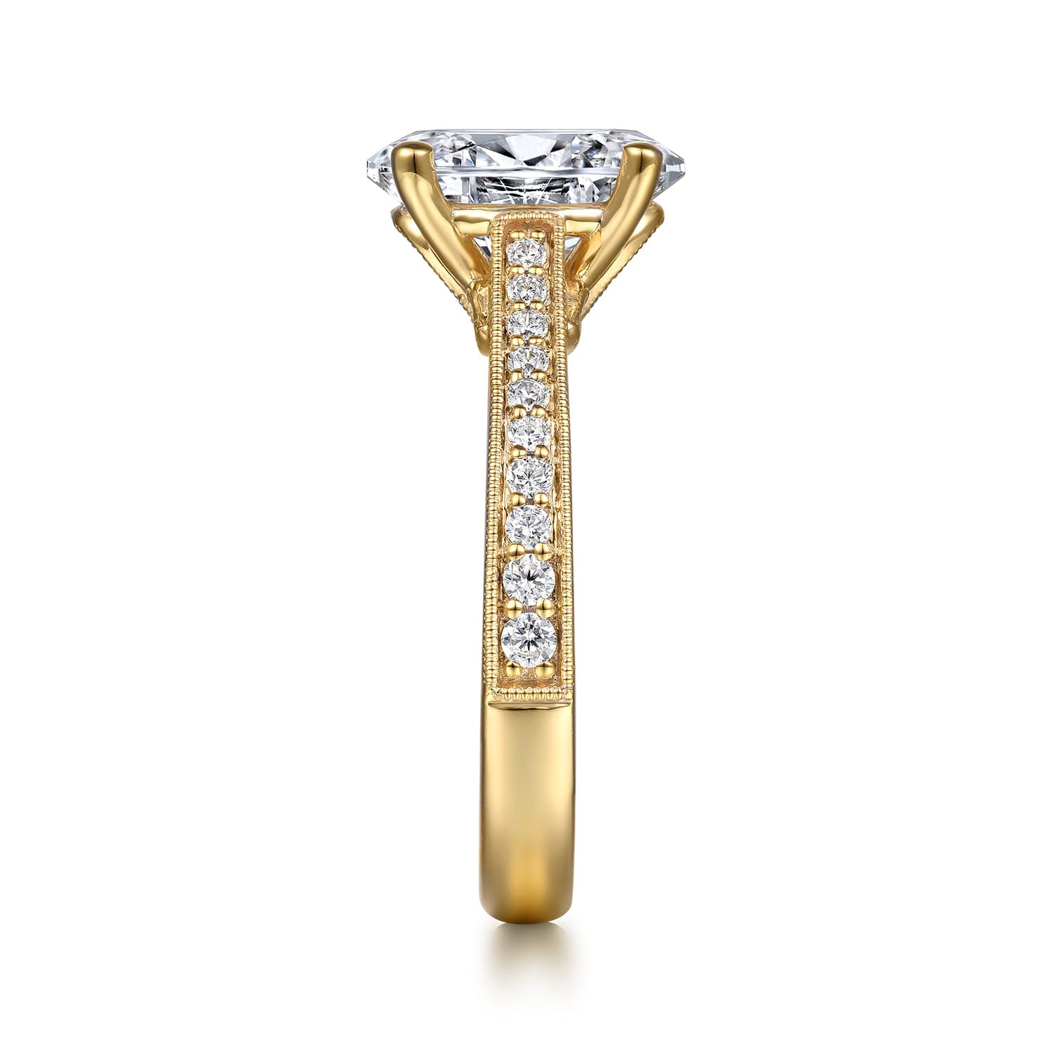 Favola - 14K Yellow Gold Oval Lotus Diamond Engagement Ring - 0.25 ct - Shot 5