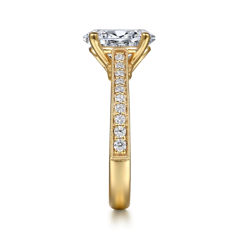 Favola - 14K Yellow Gold Oval Lotus Diamond Engagement Ring - 0.25 ct - Shot 5
