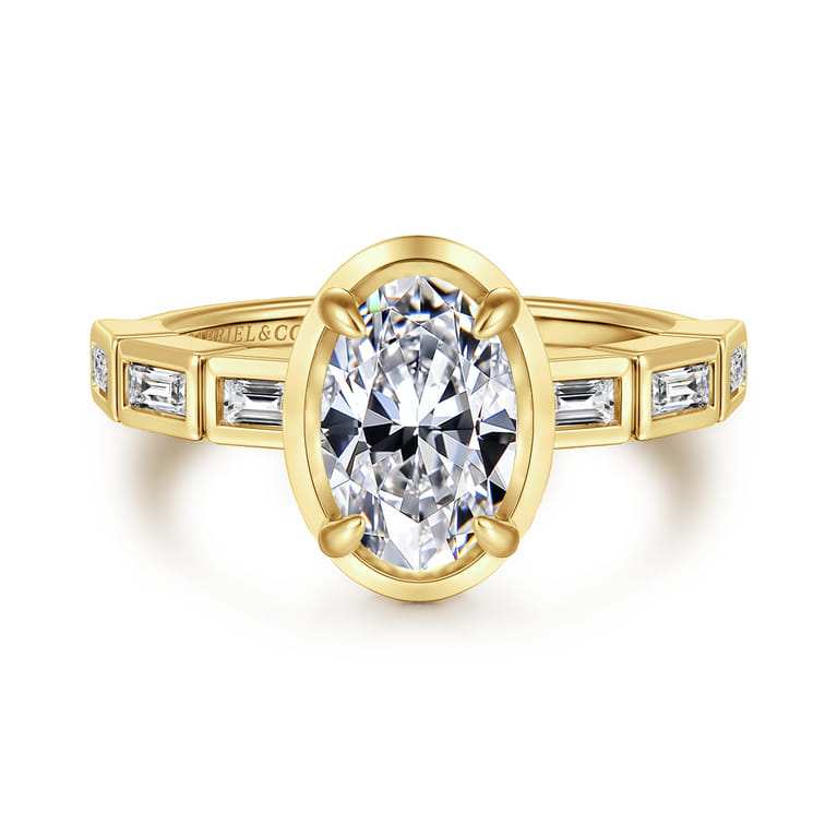 Delphe - 14K Yellow Gold Oval Diamond Engagement Ring - 0.4 ct - Shot 1