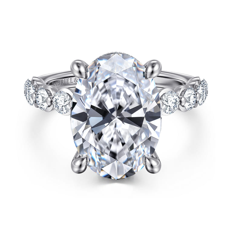 Kim - 14K White Gold Oval Diamond Engagement Ring - 0.8 ct - Shot 1