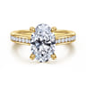 Olya - 14K Yellow Gold Oval Channel Set Cathedral Diamond Engagement Ring - 0.25 ct