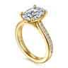 Olya - 14K Yellow Gold Oval Channel Set Cathedral Diamond Engagement Ring - 0.25 ct