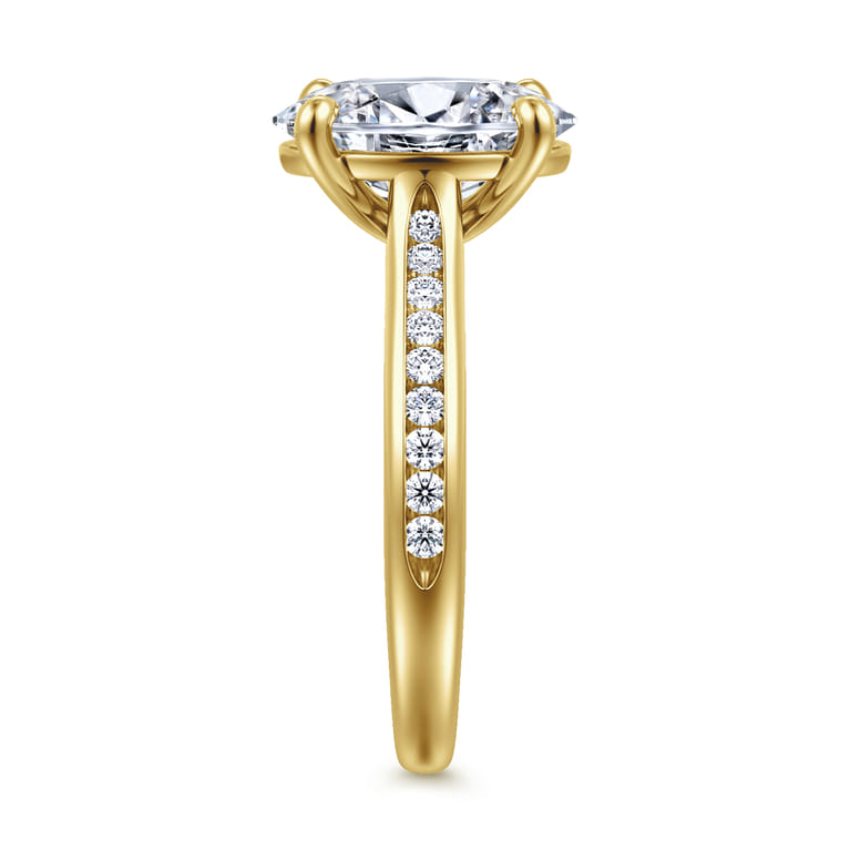 Olya - 14K Yellow Gold Oval Channel Set Cathedral Diamond Engagement Ring - 0.25 ct - Shot 5