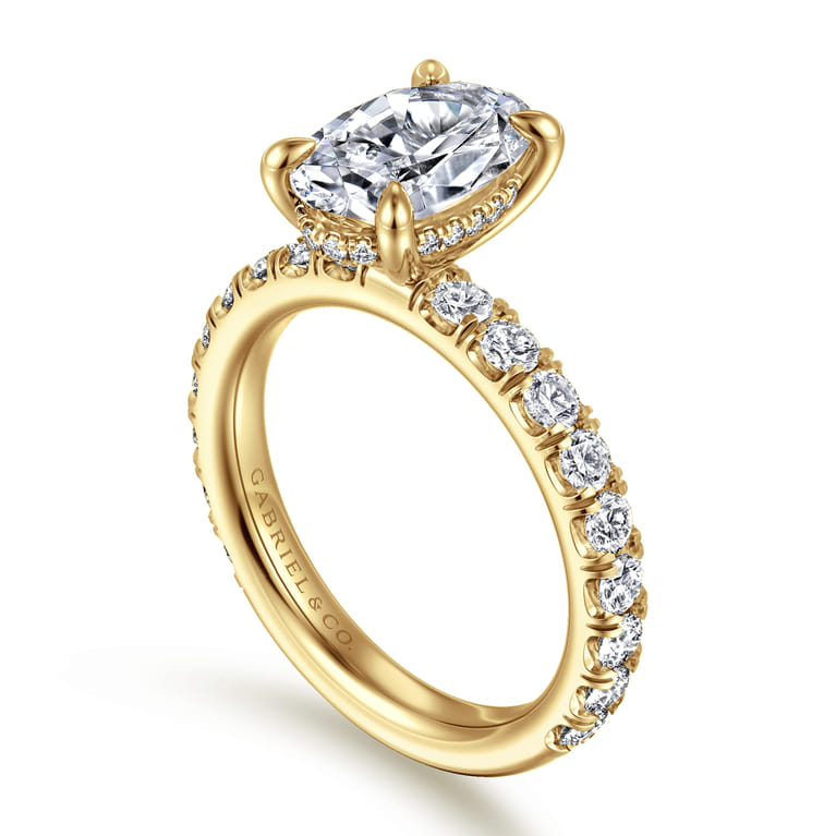 Stasia - 14K Yellow Gold Oval Diamond Engagement Ring - 1 ct - Shot 3