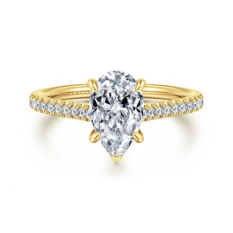 Abbie - 14K Yellow Gold Pear Shape Diamond Engagement Ring - 0.21 ct - Shot 1