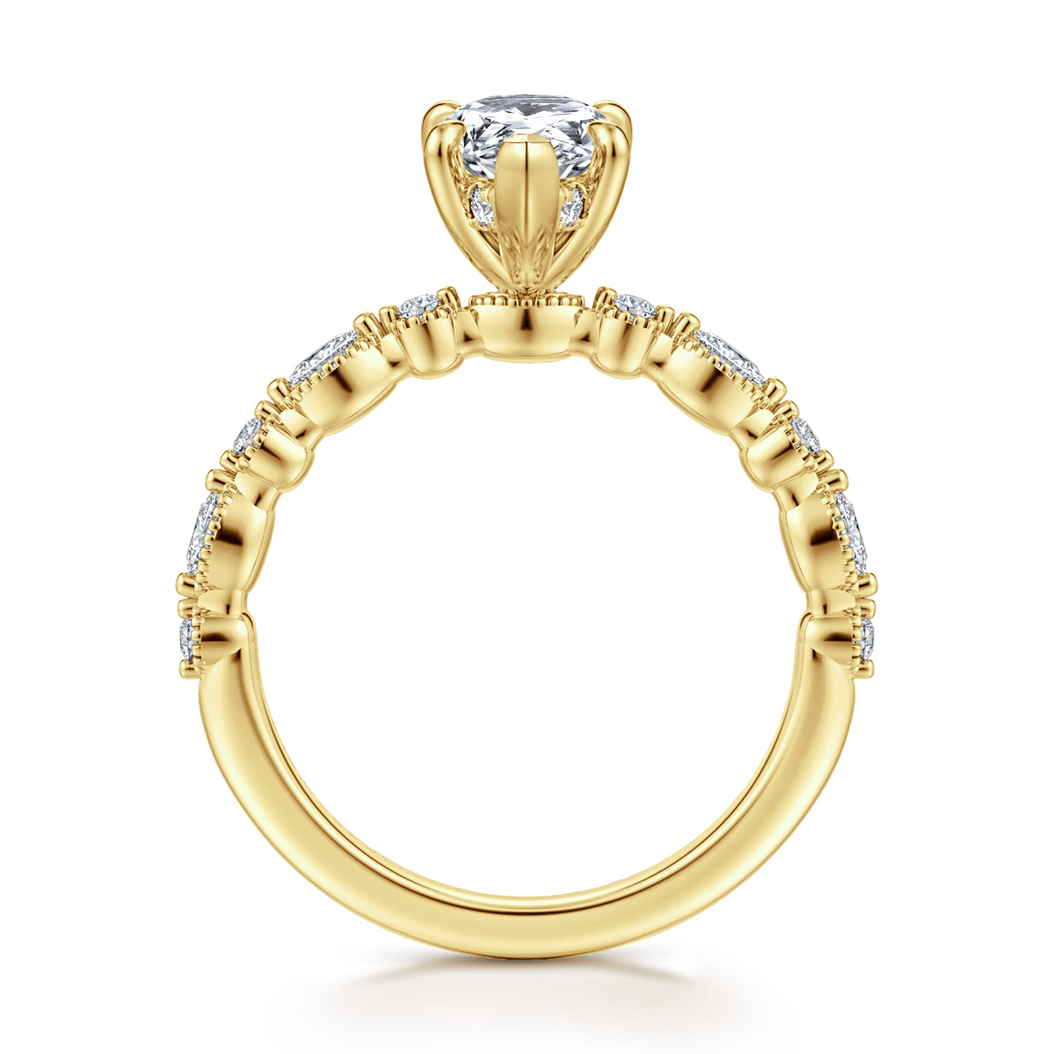 Lanna - 14K Yellow Gold Pear Shape Diamond Engagement Ring - 0.3 ct - Shot 2