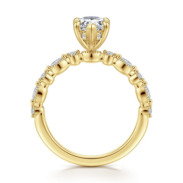 Lanna - 14K Yellow Gold Pear Shape Diamond Engagement Ring - 0.3 ct - Shot 2