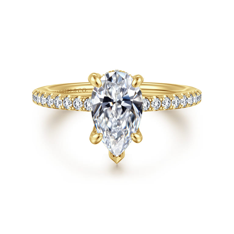 Franka - 14K Yellow Gold Pear Shape Diamond Engagement Ring - 0.3 ct - Shot 1