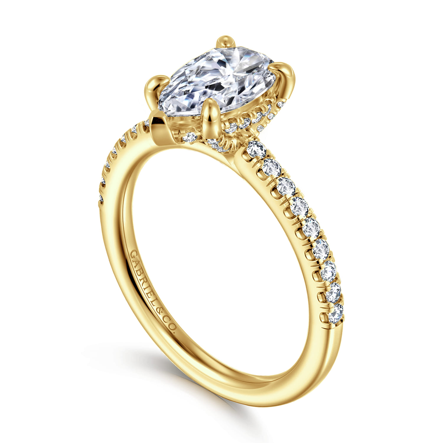 Franka - 14K Yellow Gold Pear Shape Diamond Engagement Ring - 0.3 ct - Shot 3