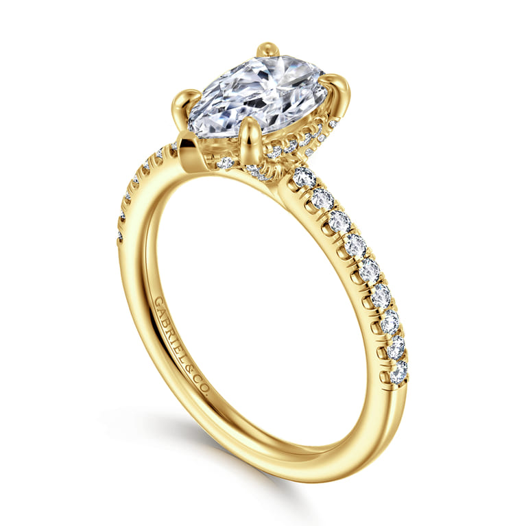 Franka - 14K Yellow Gold Pear Shape Diamond Engagement Ring - 0.3 ct - Shot 3