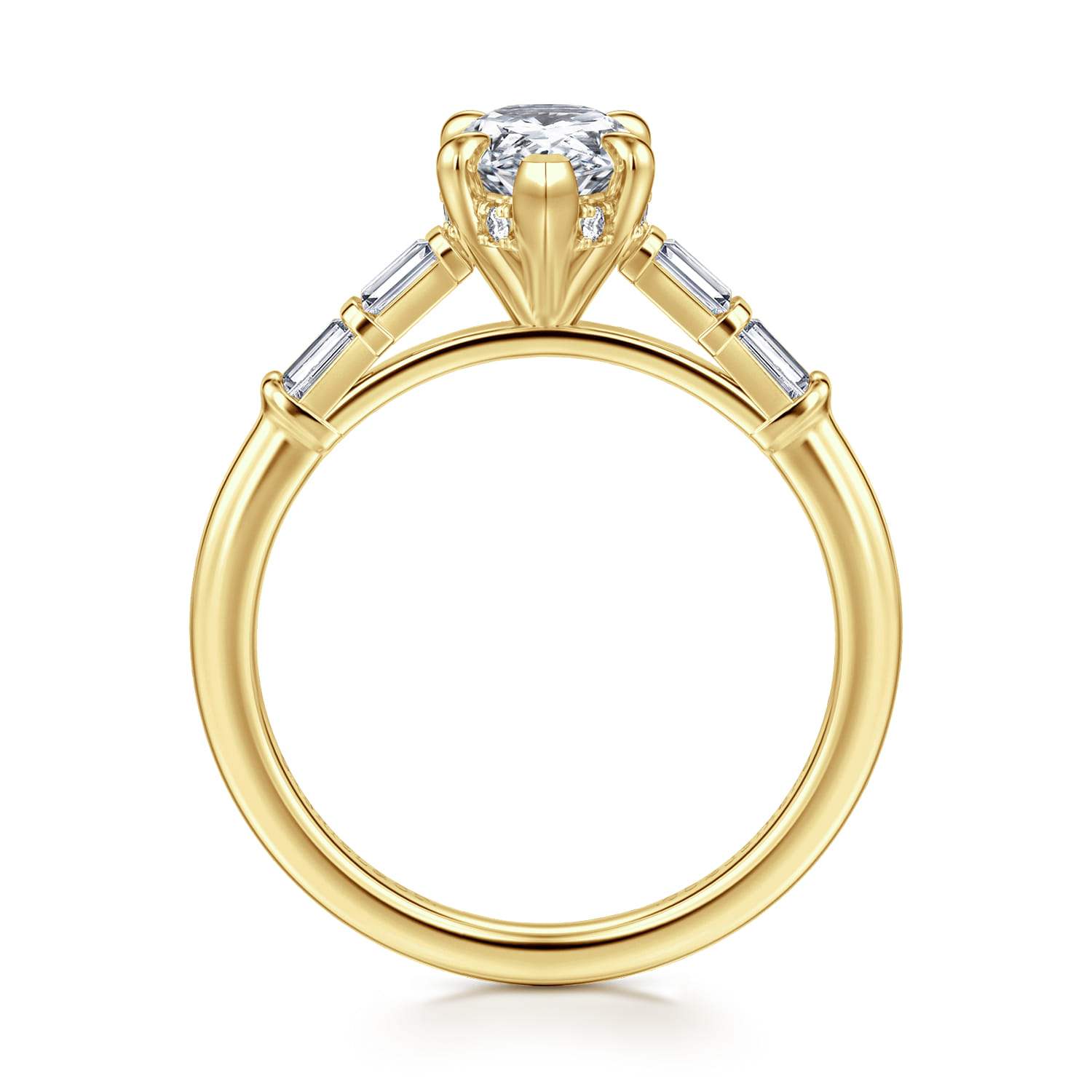 Eva - 14K Yellow Gold Pear Shape Diamond Engagement Ring - 0.3 ct - Shot 2