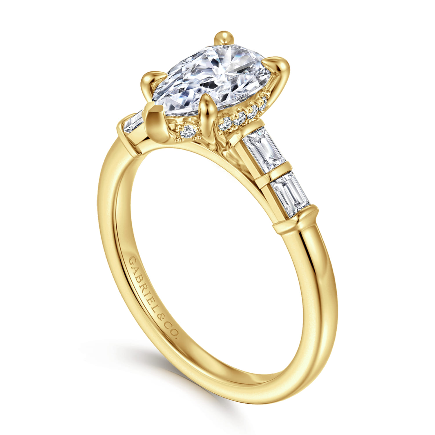 Eva - 14K Yellow Gold Pear Shape Diamond Engagement Ring - 0.3 ct - Shot 3