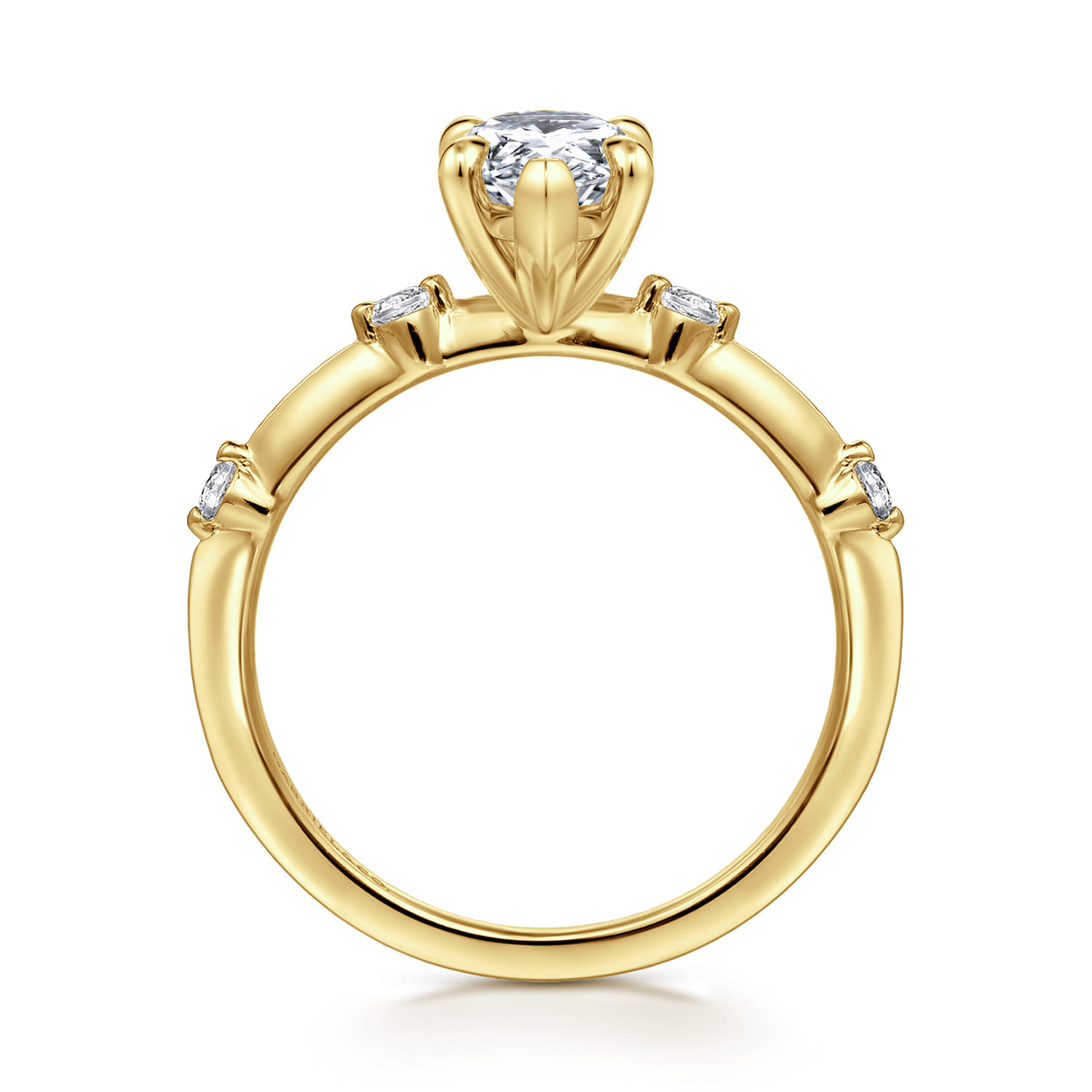 Frances - 14K Yellow Gold Pear Shape Diamond Engagement Ring - 0.12 ct - Shot 2
