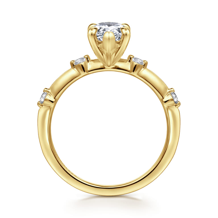 Frances - 14K Yellow Gold Pear Shape Diamond Engagement Ring - 0.12 ct - Shot 2