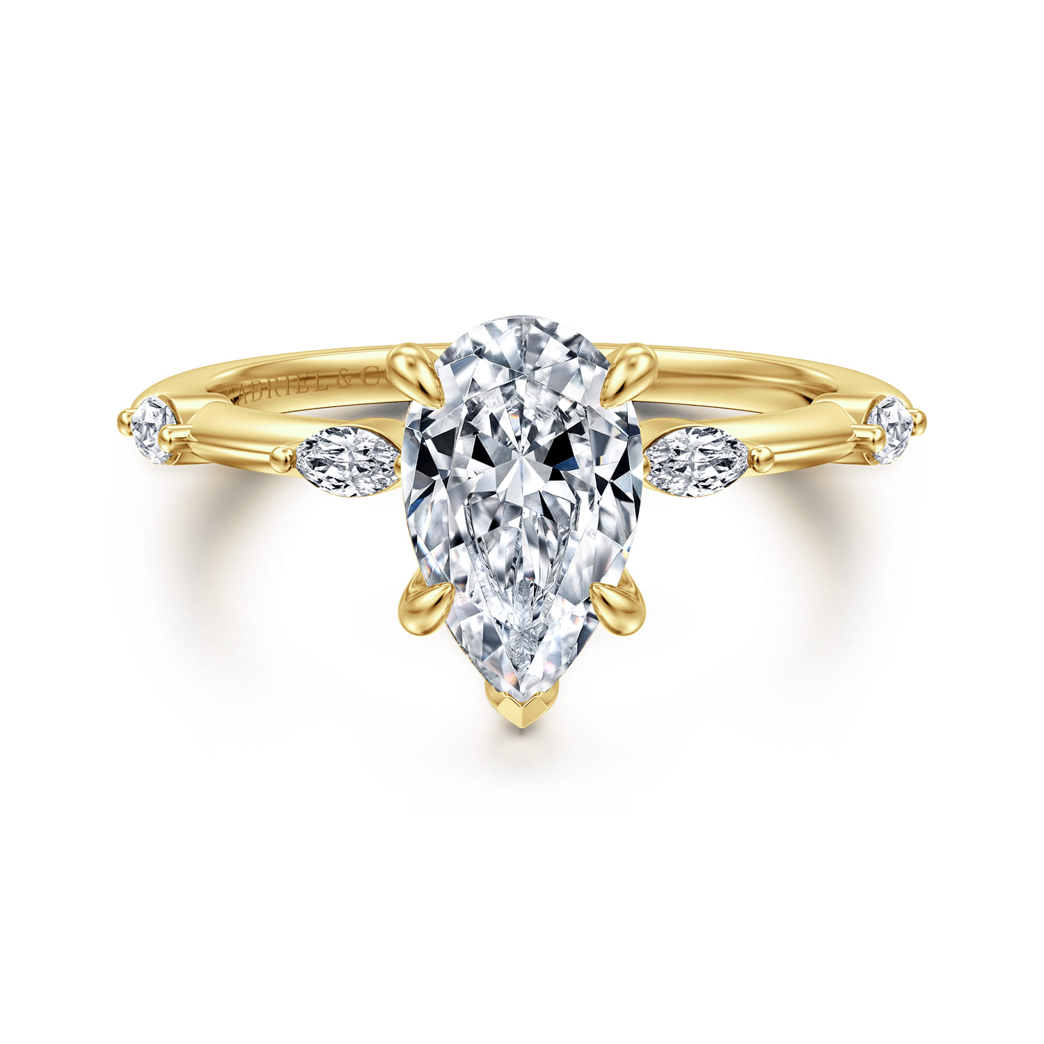Marline - 14K Yellow Gold Pear Shape Diamond Engagement Ring - 0.17 ct - Shot 1