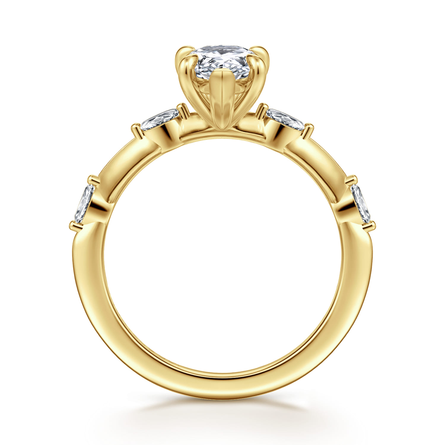 Marline - 14K Yellow Gold Pear Shape Diamond Engagement Ring - 0.17 ct - Shot 2
