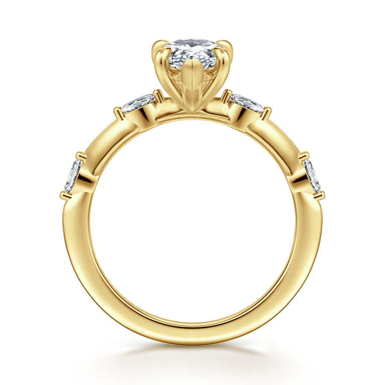 Marline - 14K Yellow Gold Pear Shape Diamond Engagement Ring - 0.17 ct - Shot 2