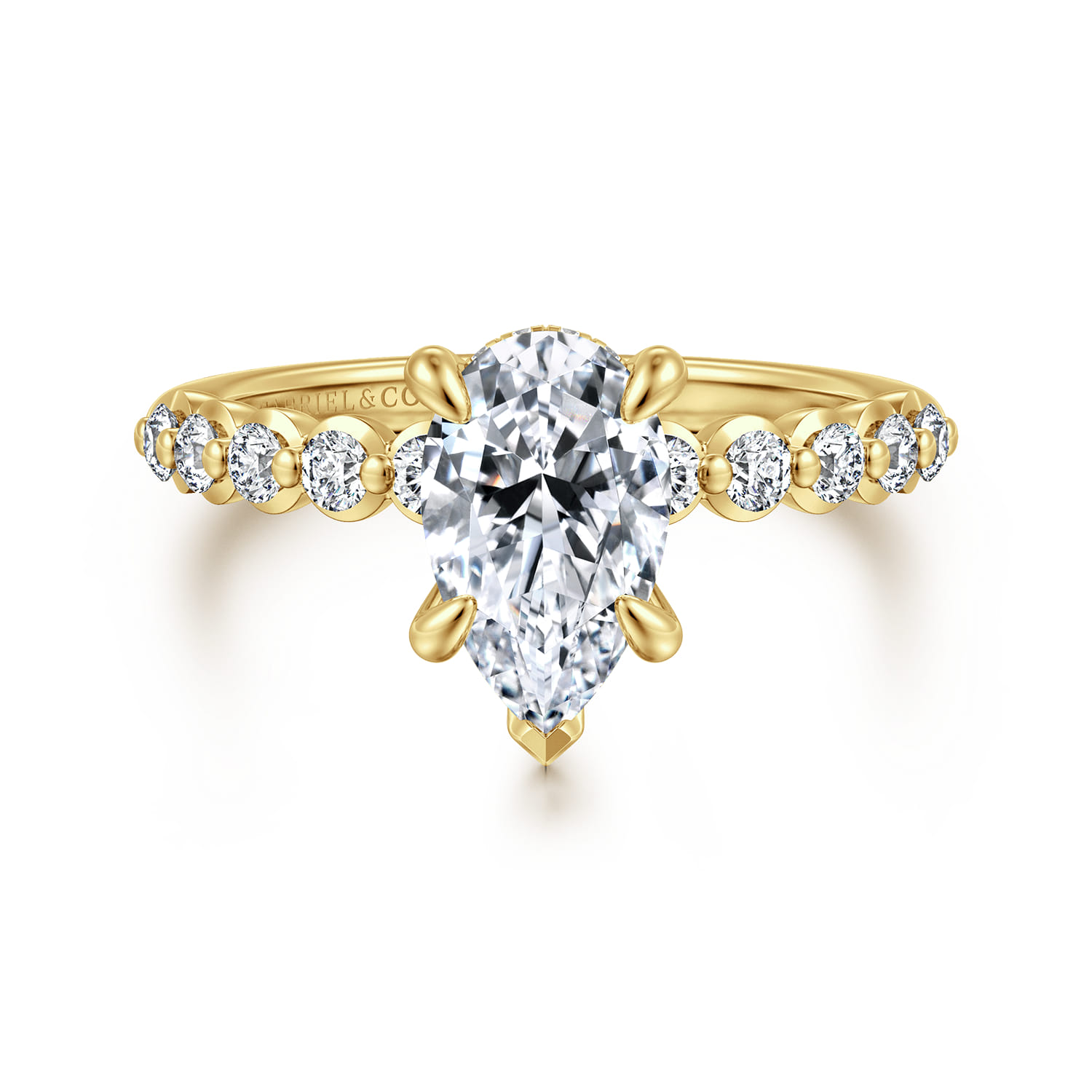 Kim - 14K Yellow Gold Pear Shape Diamond Engagement Ring - 0.4 ct - Shot 1