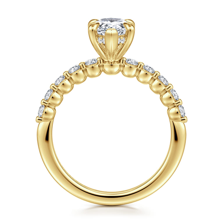 Kim - 14K Yellow Gold Pear Shape Diamond Engagement Ring - 0.4 ct - Shot 2