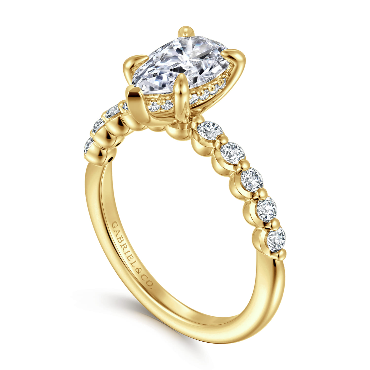 Kim - 14K Yellow Gold Pear Shape Diamond Engagement Ring - 0.4 ct - Shot 3