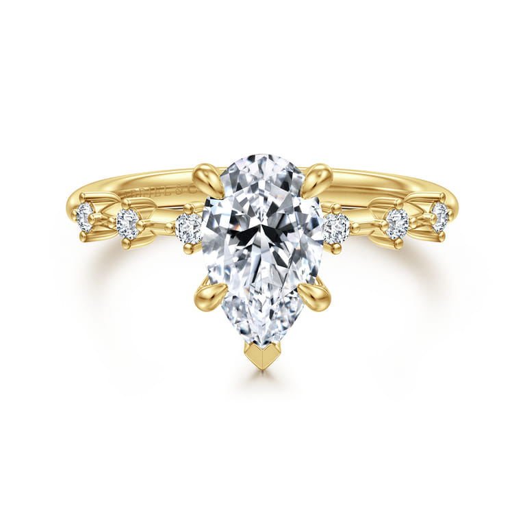 Joplin - 14K Yellow Gold Pear Shape Diamond Engagement Ring - 0.15 ct - Shot 1