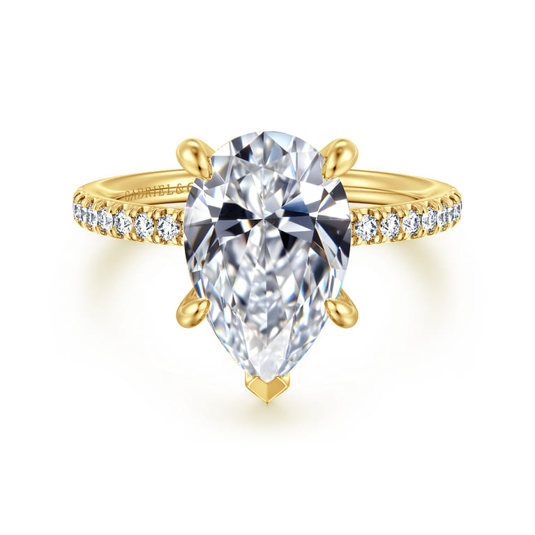 Twain - 14K Yellow Gold Pear Shape Diamond Engagement Ring - 0.2 ct - Shot 1
