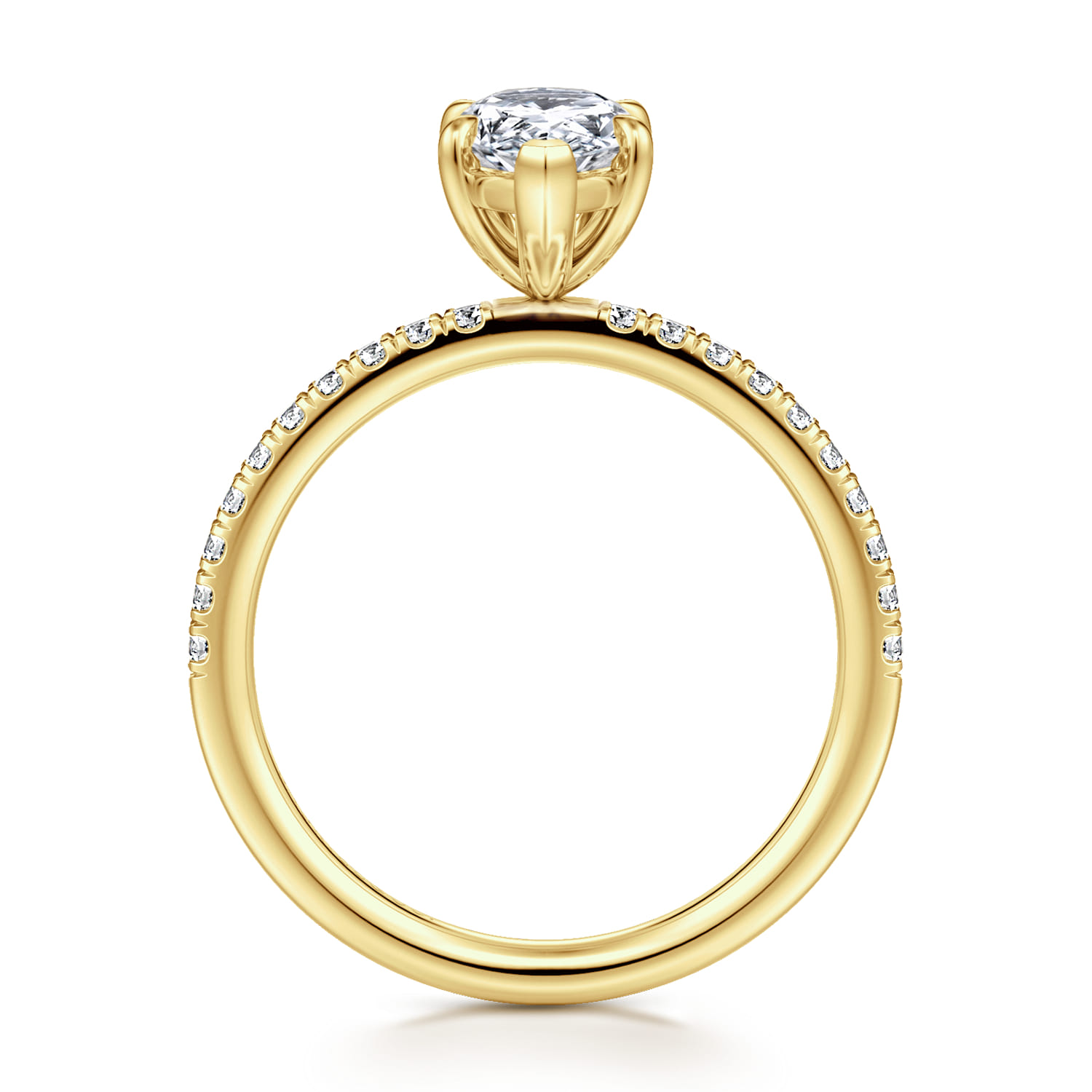 Twain - 14K Yellow Gold Pear Shape Diamond Engagement Ring - 0.2 ct - Shot 2