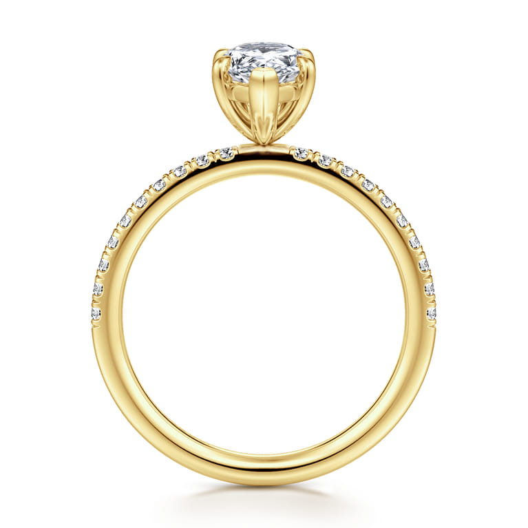 Twain - 14K Yellow Gold Pear Shape Diamond Engagement Ring - 0.2 ct - Shot 2