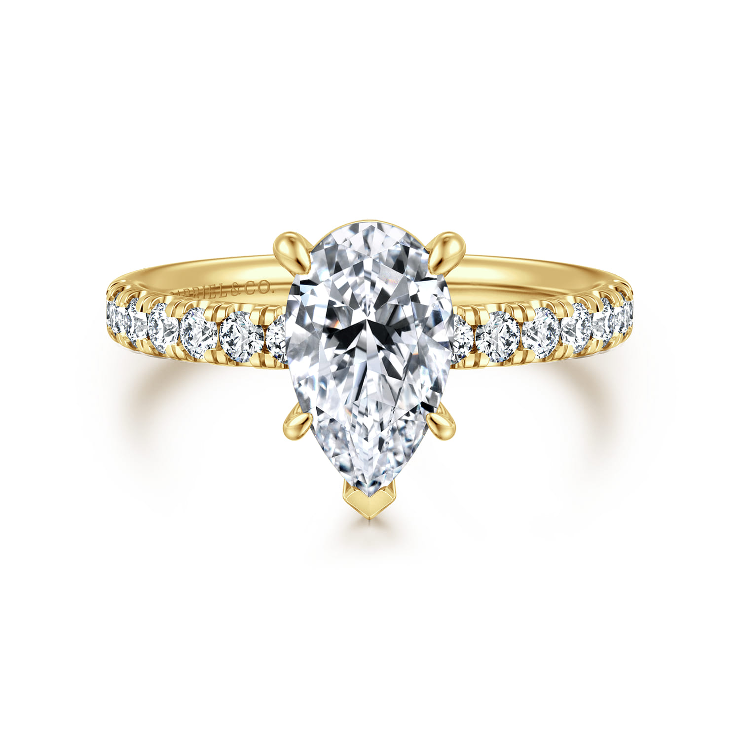 Winslow - 14K Yellow Gold Pear Shape Diamond Engagement Ring - 0.35 ct - Shot 1
