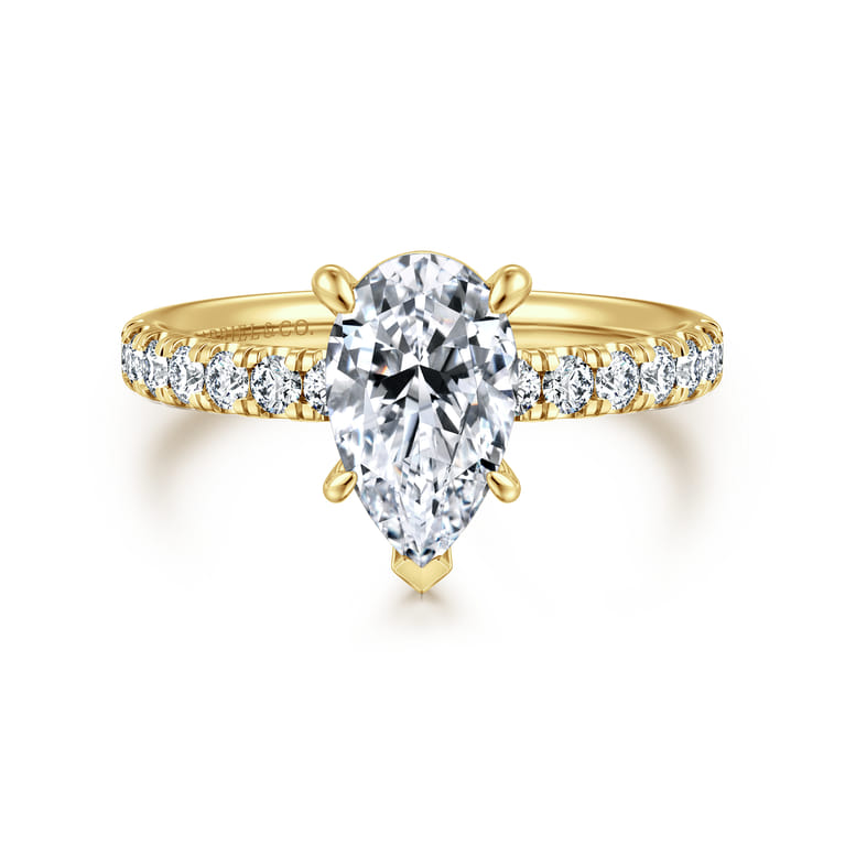 Winslow - 14K Yellow Gold Pear Shape Diamond Engagement Ring - 0.35 ct - Shot 1