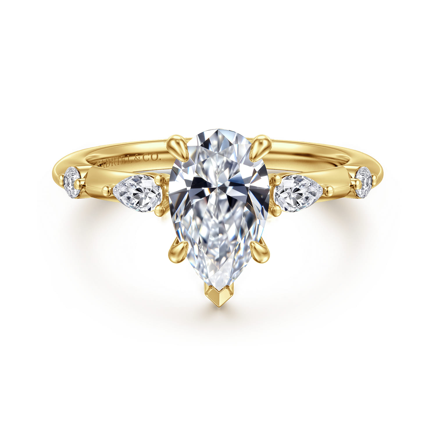Carinna - 14K Yellow Gold Pear Shape Diamond Engagement Ring - 0.23 ct - Shot 1